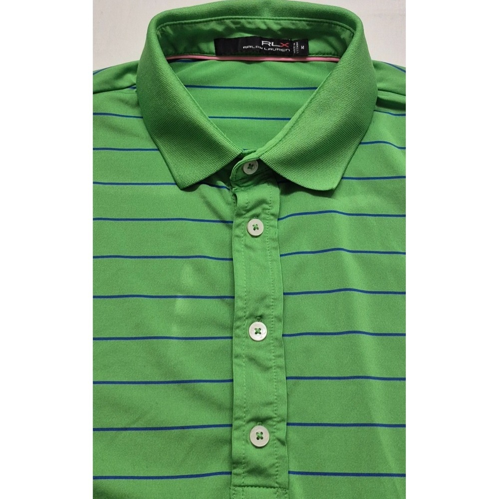 RLX Ralph Lauren men's green striped golf polo shirt Medium short sleeve outdoor - Picture 7 of 16
